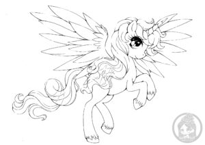alicorn_commission___lineart_by_yampuff-d5mq5bs alicorn pony lineart yampuff