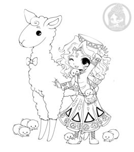 nan_lineart_by_yampuff-d4lgprn Nan and Llama Chibi Lineart by YamPuff