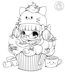 Cupcake Chibi Lineart by YamPuff
