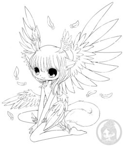 six_wings_commish_lineart_by_yampuff-d3gvkmm Six Wings CHiib Lineart by YamPuff