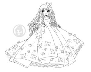 Butterfly Princess Coloring Page by YamPuff Butterfly Princess Coloring Page by YamPuff