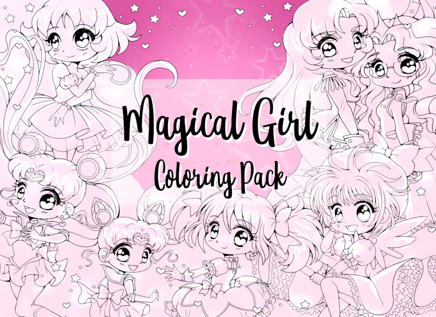 Magical Girl Digital Coloring Pack
