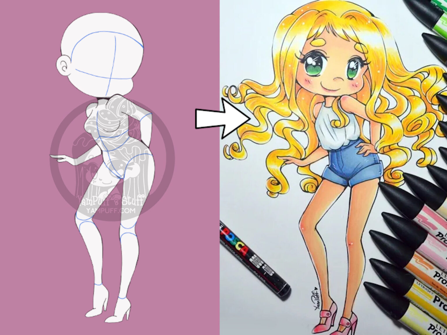 10 Chibi Bases - Chibi Pose Bundle by YamPuff