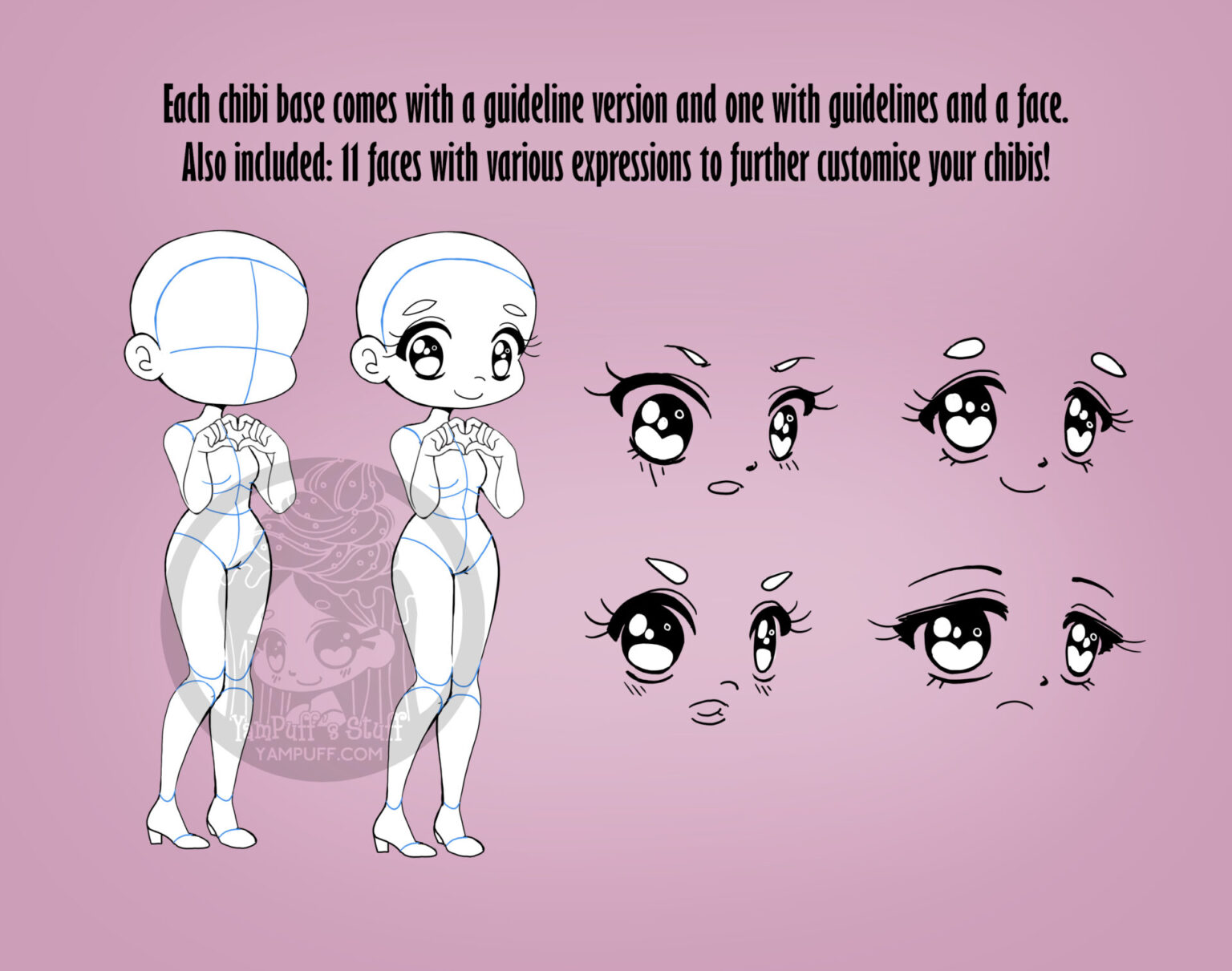 10 Chibi Bases - Chibi Pose Bundle by YamPuff