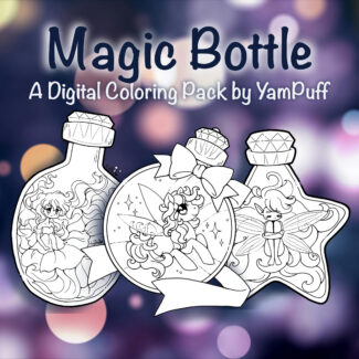 Magic Bottle - Digital Coloring Pack by YamPuff - 7 Coloring Pages- Instant Download
